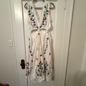 FARM Rio Cross Stitch Toucan Midi Dress